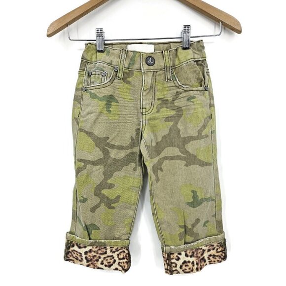 New One Teaspoon Camo Bandits Relaxed Jeans Girls 9-10 Cropped Leopard Pants - Picture 2 of 5